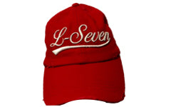 Distressed Red L-Seven Dad Cap