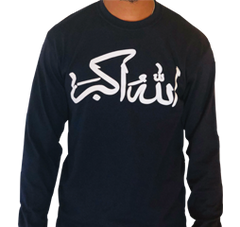 Black L-Seven Arabic Script God is Great Long Sleeve Tee