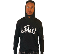 Black L-Seven Long Sleeve Hooded Arabic Script God is Great Dri- Tech Tee