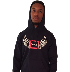 Black L-Seven Heavy Fleece Woke Square Hoodie