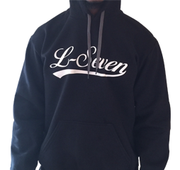 L-Seven Heavy Fleece (Black) Cursive Script Hoodie