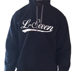 L-Seven Heavy Fleece (Black) Cursive Script Hoodie