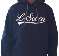 L-Seven Heavy Fleece (Navy) Cursive Script Hoodie