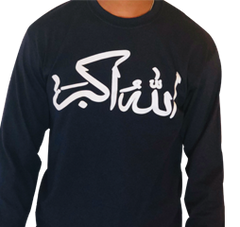 Navy L-Seven Arabic Script God is Great Long Sleeve Tee