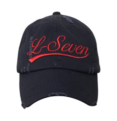 Dark Blue Distressed L-Seven Dad Cap